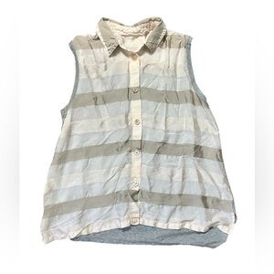 Wilt Asymmetrical Striped Sleeveless Button-Up Blouse Small